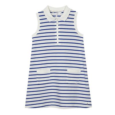 Girls' blue striped print dress